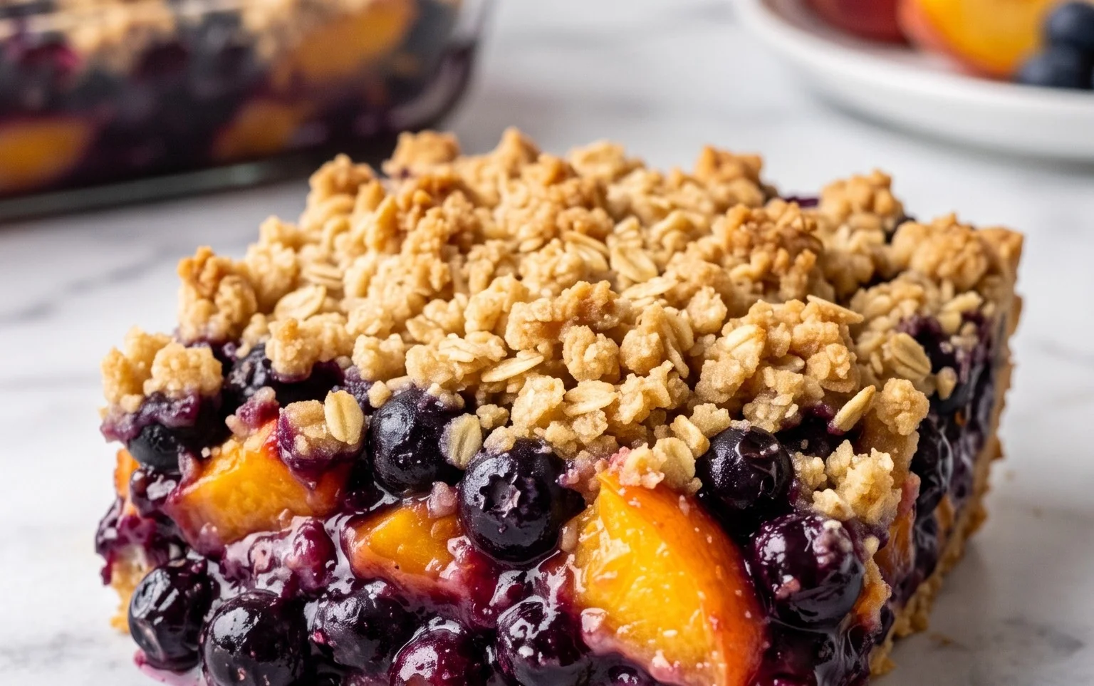 Blueberry Peach Crumble: Buttery Streusel Dessert